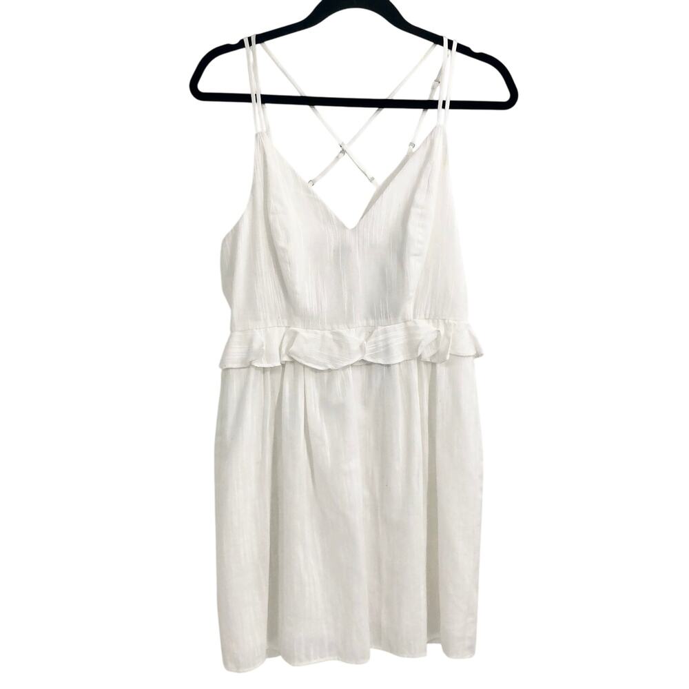NWT BCBGeneration White Mini Dress Strappy Boho Ruffle V-neck Size 6
